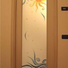 Vetrata sole mare a mosaico incisa e colorata-1000