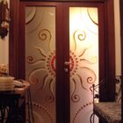 Vetrate artistiche sole incisa e colorata -1000
