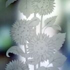 vetrata artistica girasoli incisi su vetro satinato-1000